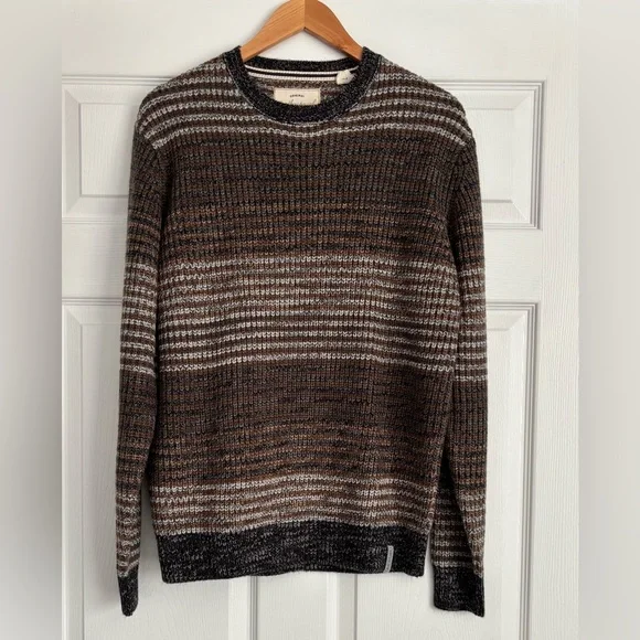 Weatherproof Original Men's Marled Knit Patterned Brown Striped Sweater, Size M - Picture 1 of 2
